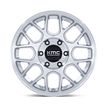 17x8.5 KMC KM730 Hatchet Gloss Silver W/ Machined Face Wheel 6x135 (0mm)
