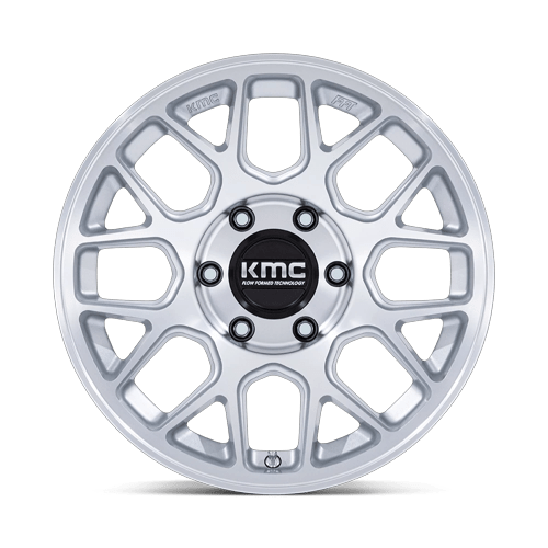 17x8.5 KMC KM730 Hatchet Gloss Silver W/ Machined Face Wheel 6x4.5 (-10mm)
