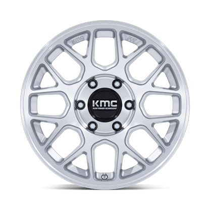 17x8.5 KMC KM730 Hatchet Gloss Silver W/ Machined Face Wheel 6x4.5 (-10mm)