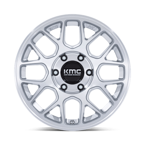 17x8.5 KMC KM730 Hatchet Gloss Silver W/ Machined Face Wheel 5x5 (-10mm)