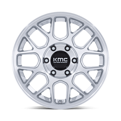 17x8.5 KMC KM730 Hatchet Gloss Silver W/ Machined Face Wheel 5x5 (-10mm)