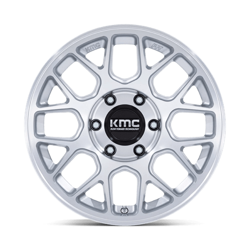 17x8.5 KMC KM730 Hatchet Gloss Silver W/ Machined Face Wheel 6x120 (-10mm)