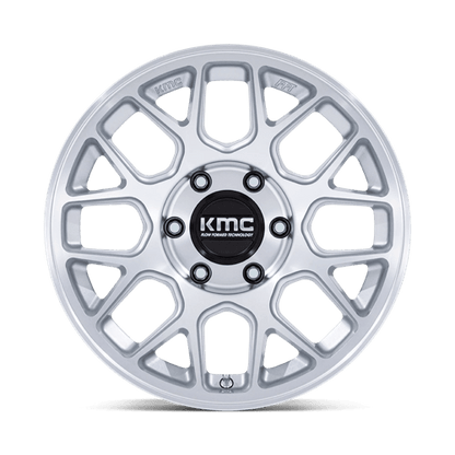 17x8.5 KMC KM730 Hatchet Gloss Silver W/ Machined Face Wheel 6x120 (-10mm)