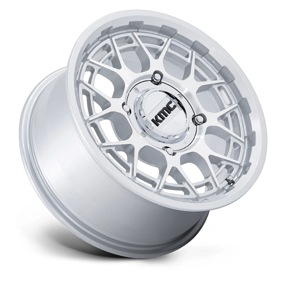 15x7 KMC Powersports KS139 Technic Gloss Silver Machined UTV Wheel 4x137 (38mm)