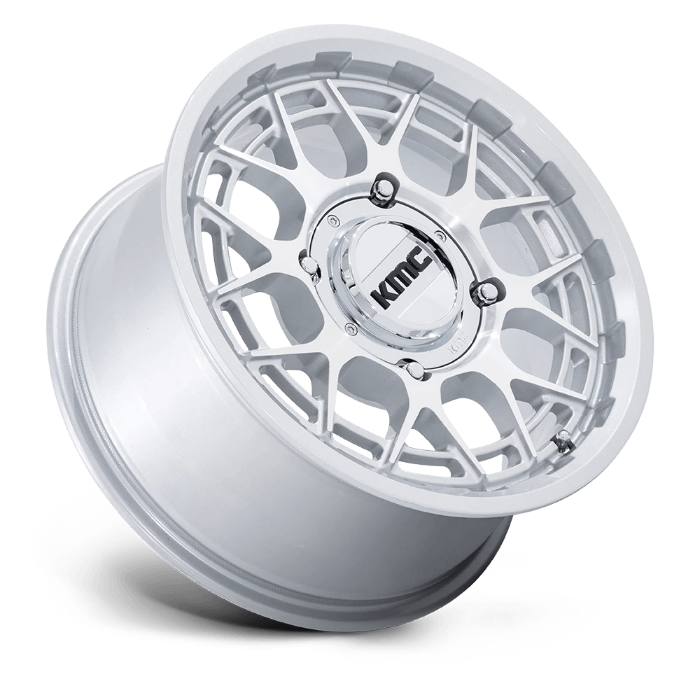 15x7 KMC Powersports KS139 Technic Gloss Silver Machined UTV Wheel 4x137 (38mm)