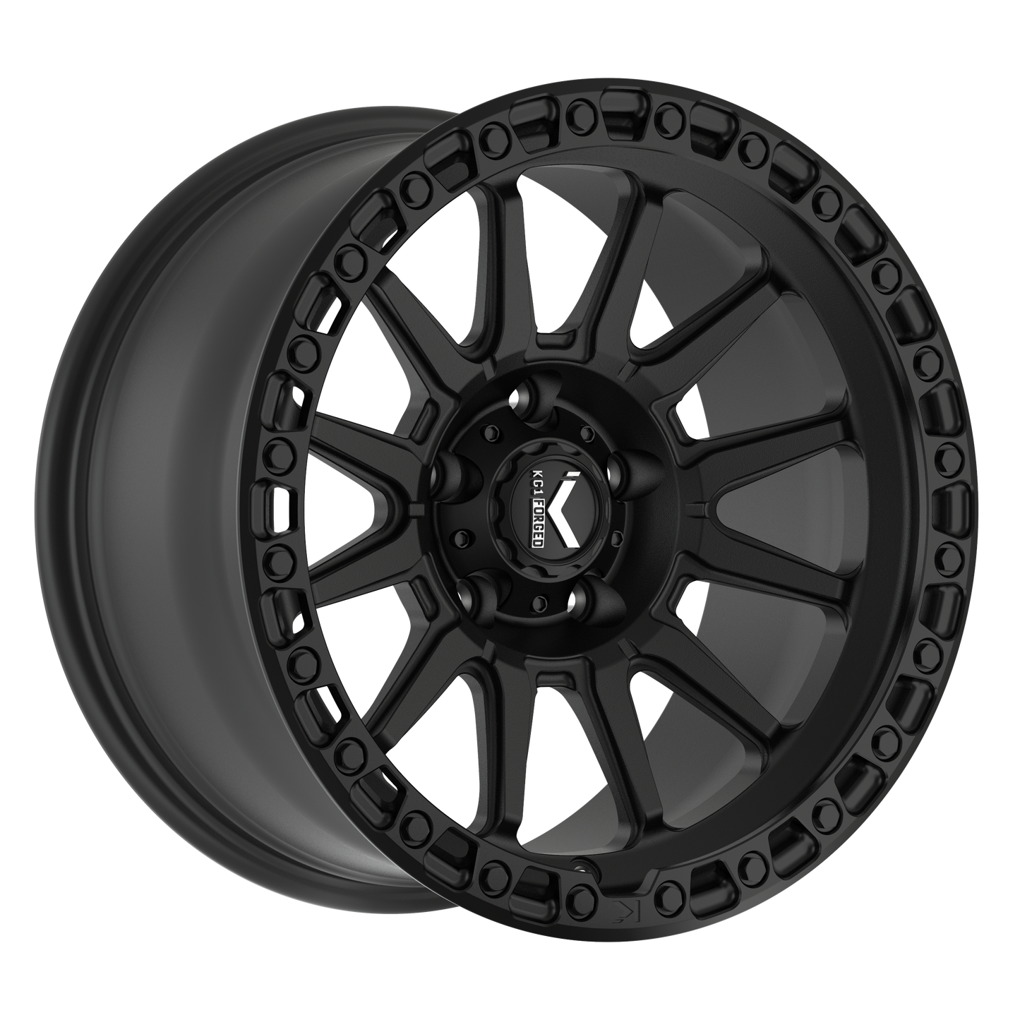 17x9 KG1 Forged KO105F Adrenaline Matte Black Black Ring Wheel 5x5 (-38mm)
