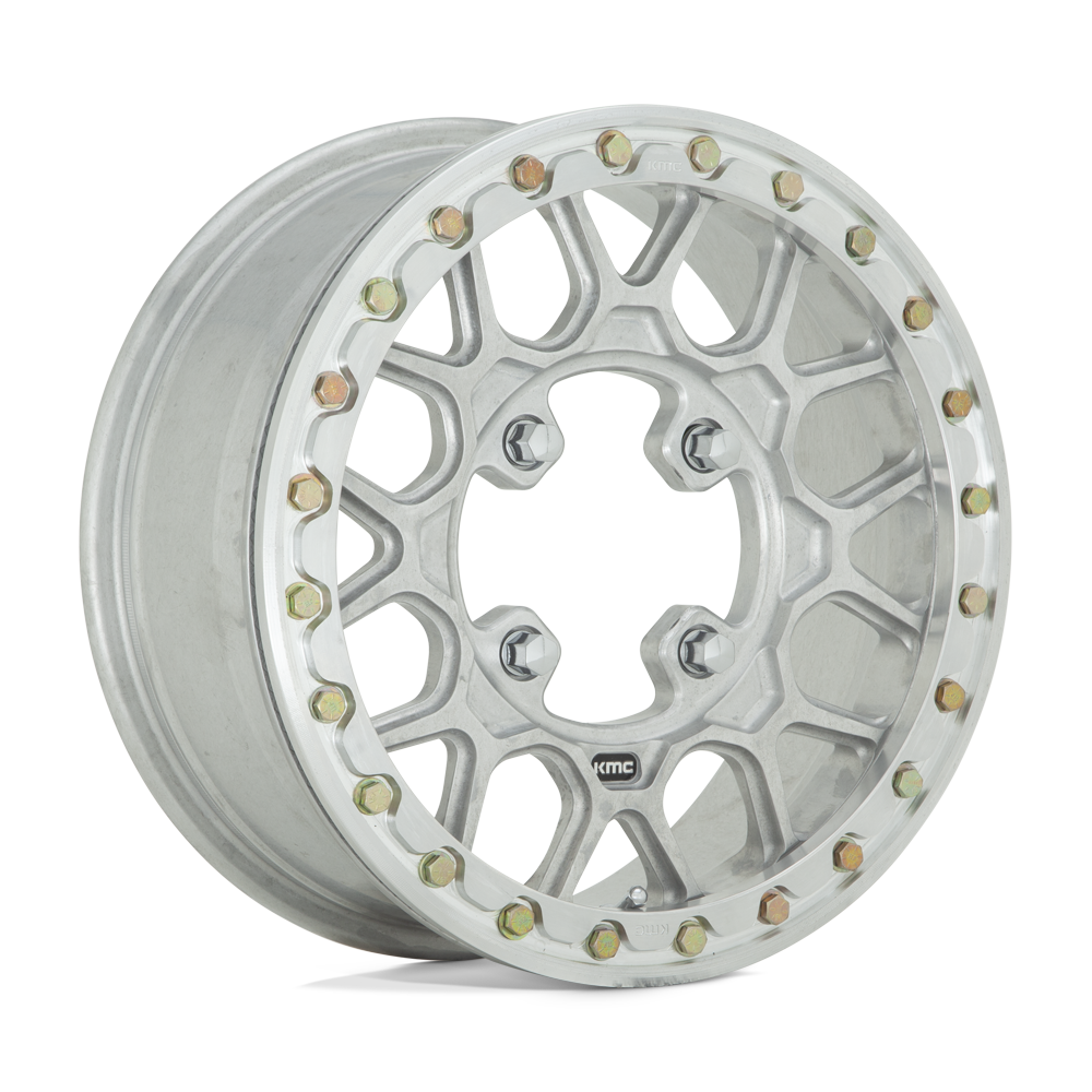 15x6 KMC Powersports KS435 GRENADE BEADLOCK Raw Mach Forged Wheel 4x156 (38mm)