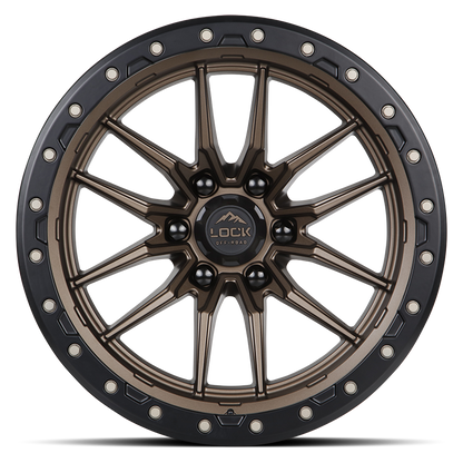 22x10 Lock Off-Road Krawler Matte Bronze W/ Matte Black Ring Wheel 6x135 (-18mm)