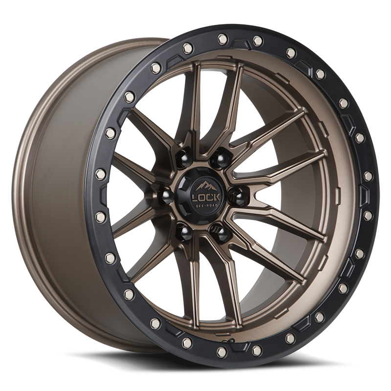 22x10 Lock Off-Road Krawler Matte Bronze W/ Matte Black Ring Wheel 8x180 (-18mm)