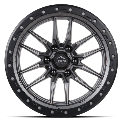 17x9 Lock Off-Road Krawler Matte Grey With Matte Black Ring Wheel 6x135 (1mm)