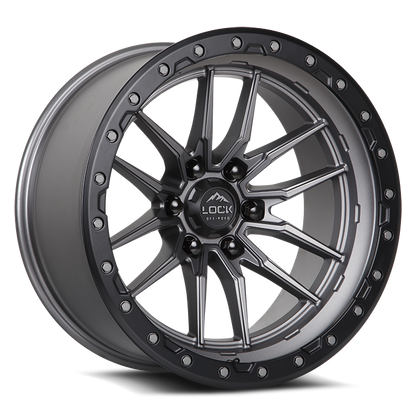 17x9 Lock Off-Road Krawler Matte Grey With Matte Black Ring Wheel 6x135 (1mm)