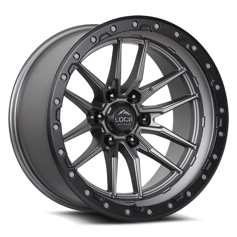 17x9 Lock Off-Road Krawler Matte Grey With Matte Black Ring Wheel 6x5.5 (1mm)