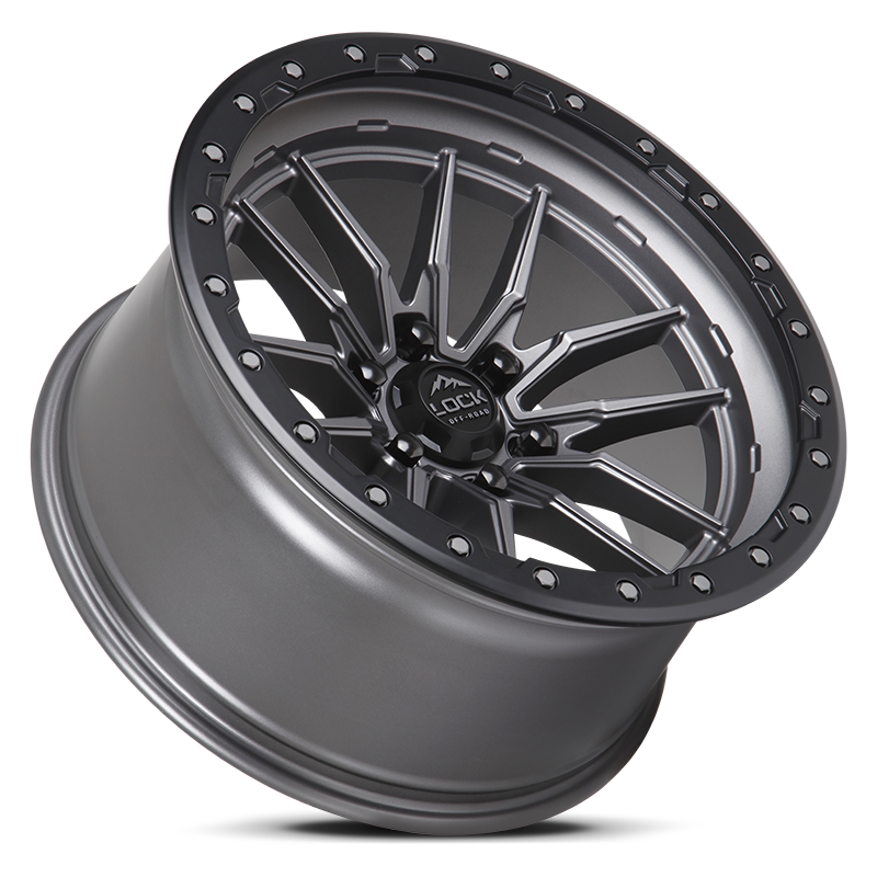 17x9 Lock Off-Road Krawler Matte Grey With Matte Black Ring Wheel 6x5.5 (1mm)