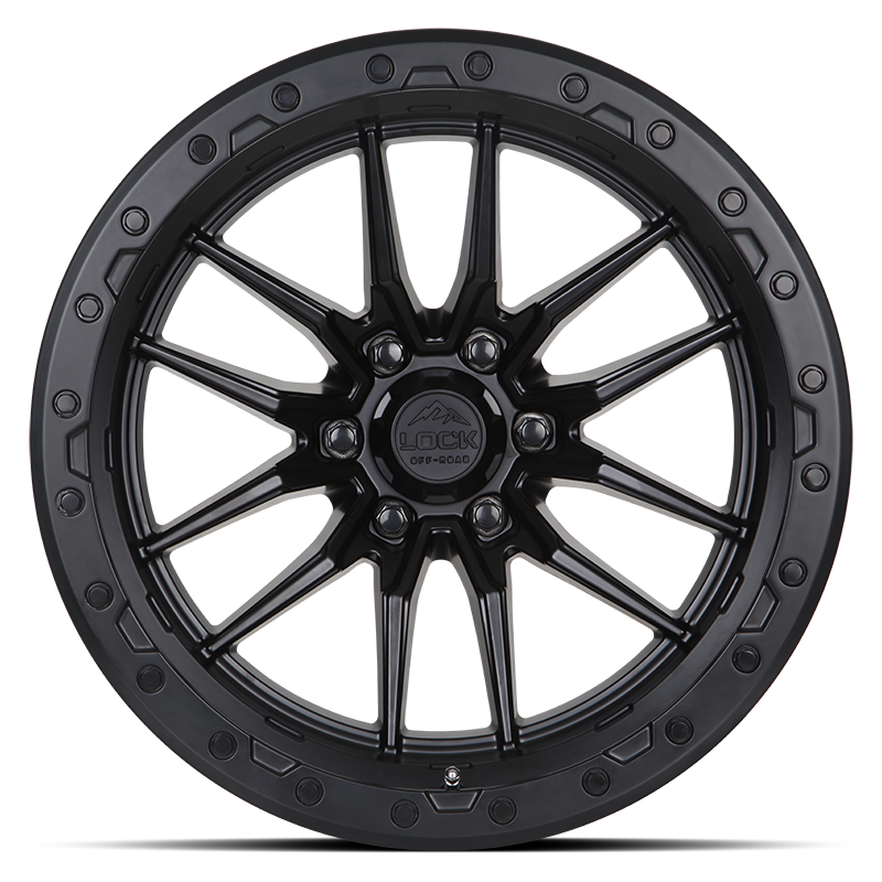 17x9 Lock Off-Road Krawler Matte Black With Matte Black Ring Wheel 5x5 (-12mm)