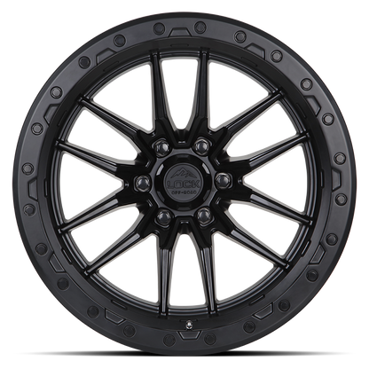 17x9 Lock Off-Road Krawler Matte Black With Matte Black Ring Wheel 5x5 (-12mm)