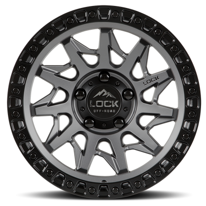 20x10 Lock Off-Road Lunatic Matte Grey With Matte Black Ring Wheel 8x170 (-18mm)