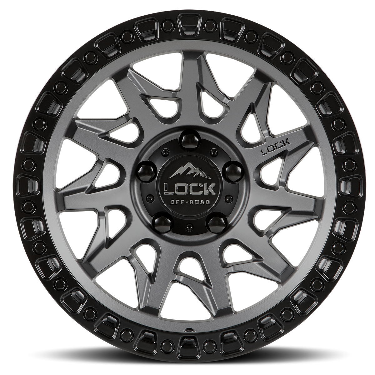 20x9 Lock Off-Road Lunatic Matte Grey With Matte Black Ring Wheel 5x5 (0mm)