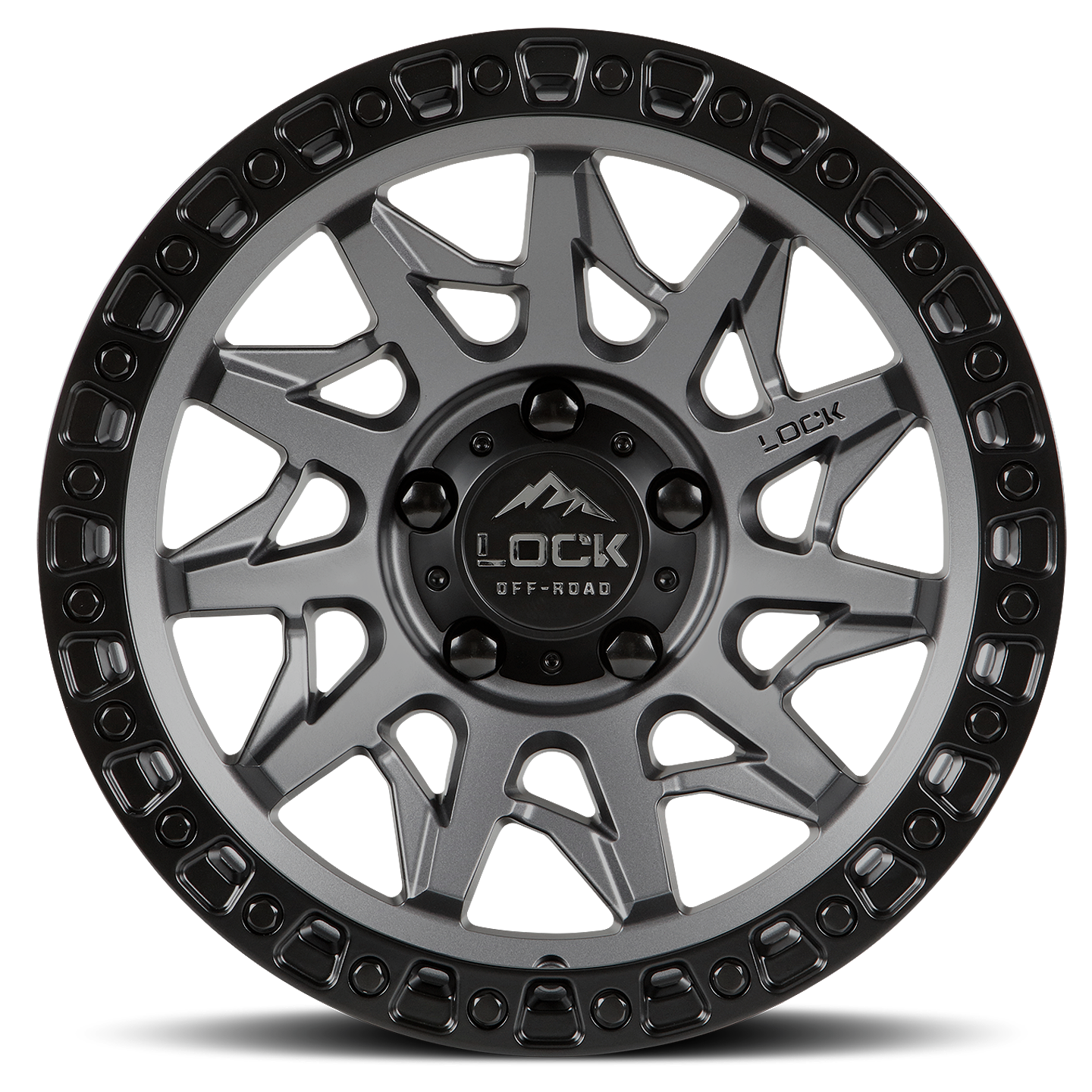 18x9 Lock Off-Road Lunatic Matte Grey With Matte Black Ring Wheel 5x5 (-12mm)
