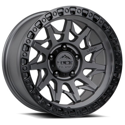 17x9 Lock Off-Road Lunatic Matte Grey With Matte Black Ring Wheel 5x5 (-12mm)
