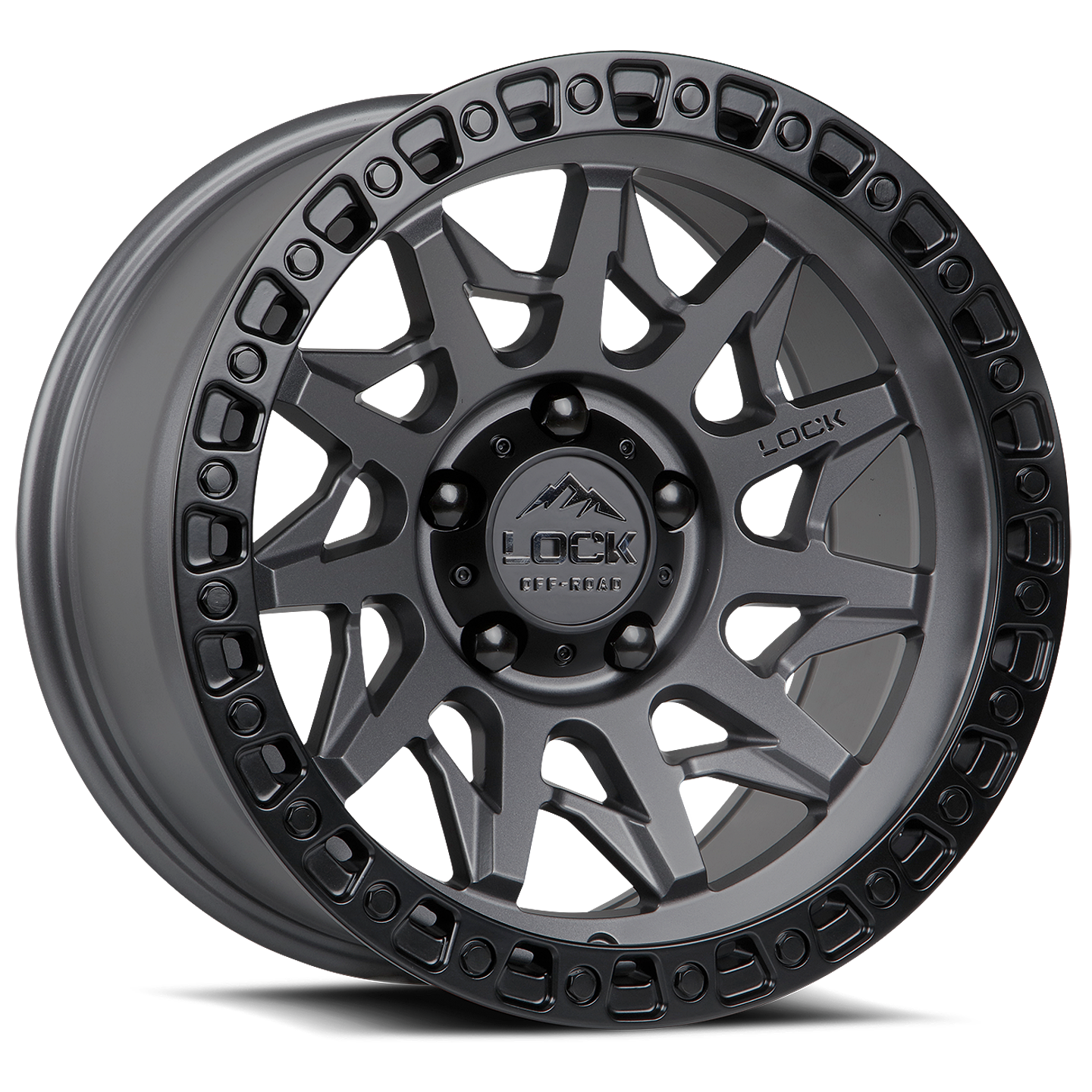 18x9 Lock Off-Road Lunatic Matte Grey With Matte Black Ring Wheel 5x5 (1mm)