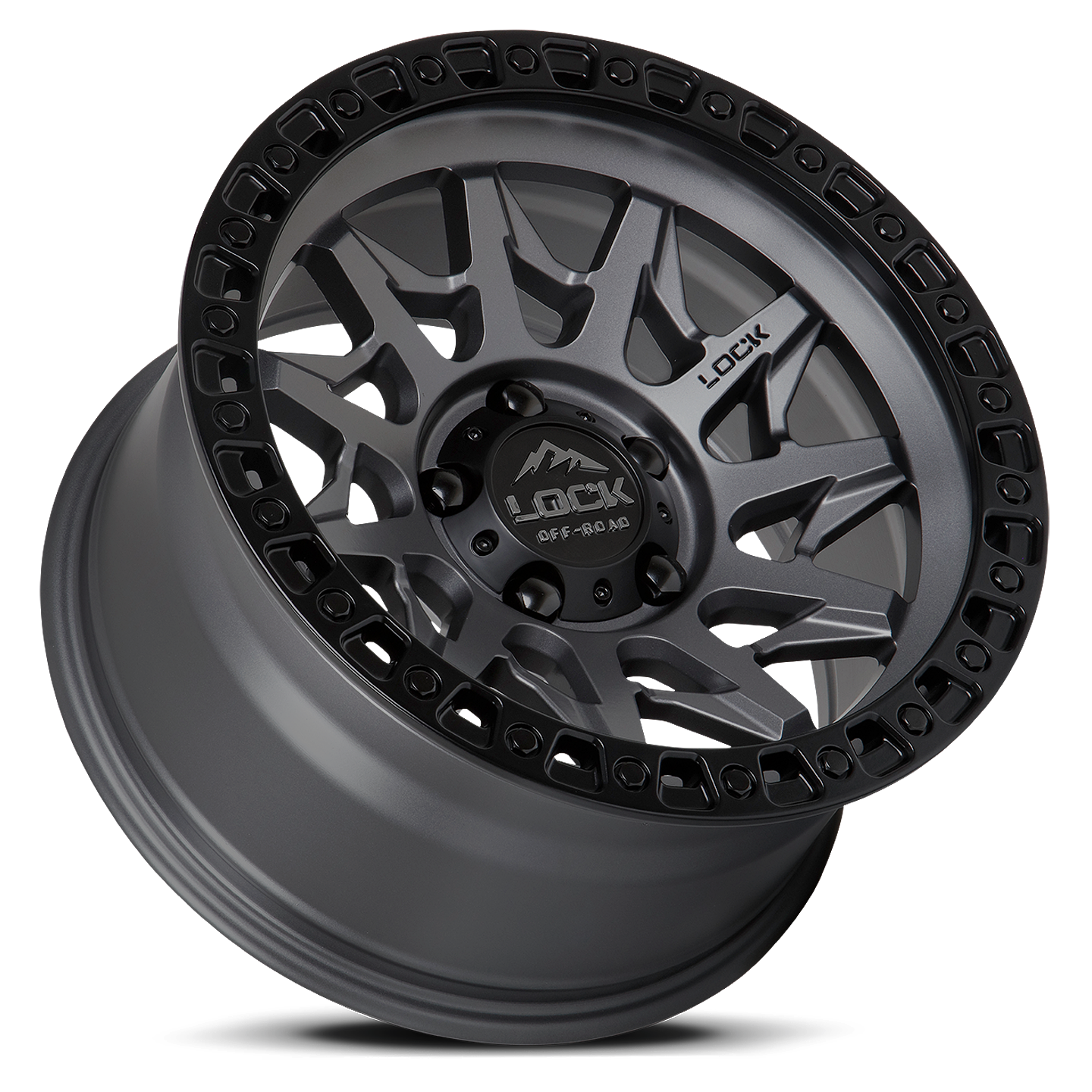 17x9 Lock Off-Road Lunatic Matte Grey With Matte Black Ring Wheel 5x5 (-12mm)