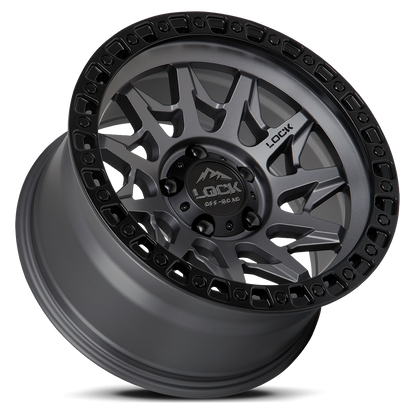 17x9 Lock Off-Road Lunatic Matte Grey With Matte Black Ring Wheel 5x5 (-12mm)