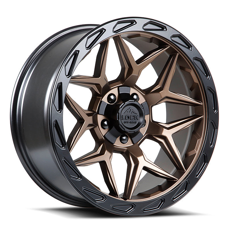 17x9 Lock Matrix Matte Bronze W/ Matte Black Ring Wheel 6x135/6x5.5 (0mm)
