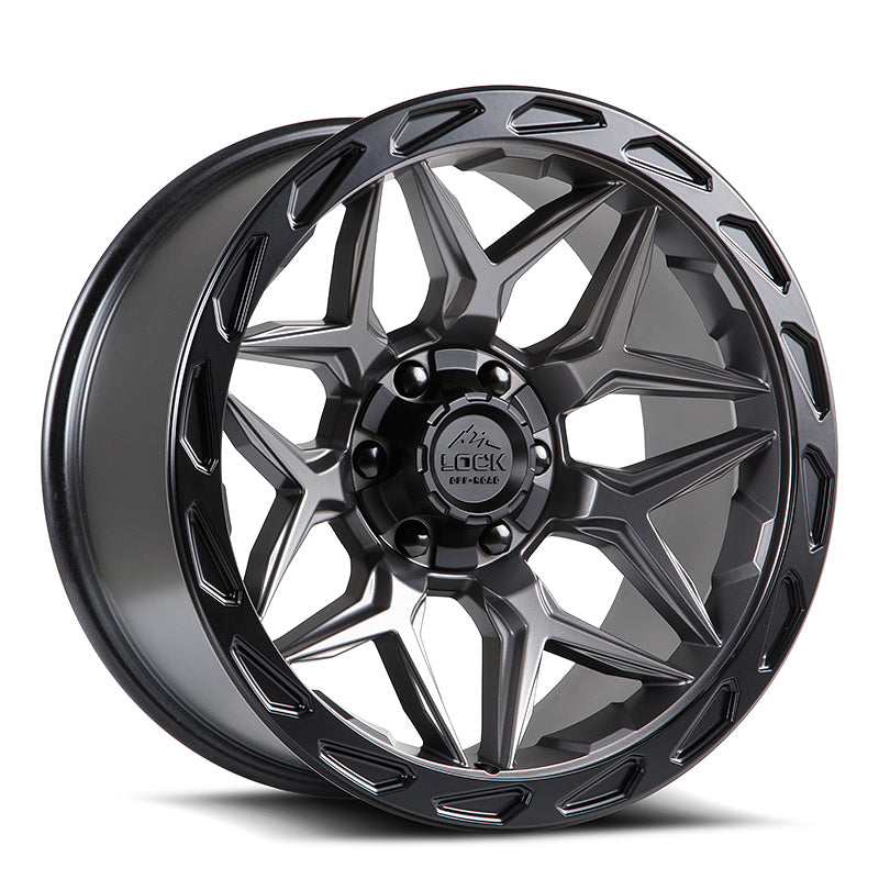 17x9 Lock Off-Road Matrix Matte Grey W/ Matte Black Ring Wheel 6x135/6x5.5 (0mm)