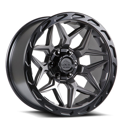 17x9 Lock Off-Road Matrix Matte Grey W/ Matte Black Ring Wheel 6x135/6x5.5 (0mm)