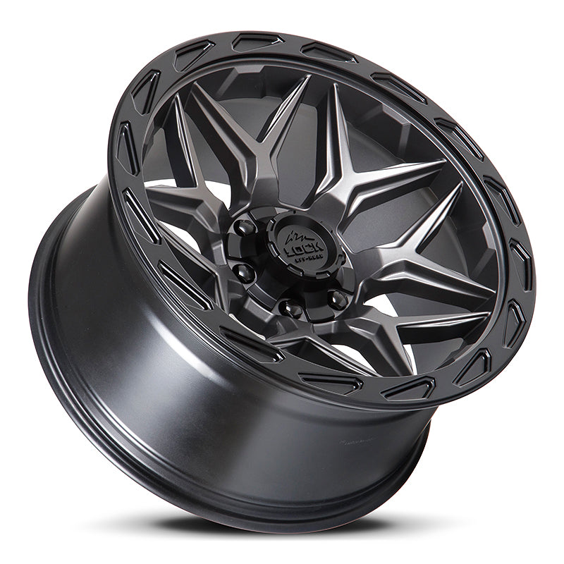 17x9 Lock Off-Road Matrix Matte Grey W/ Matte Black Ring Wheel 6x135/6x5.5 (0mm)