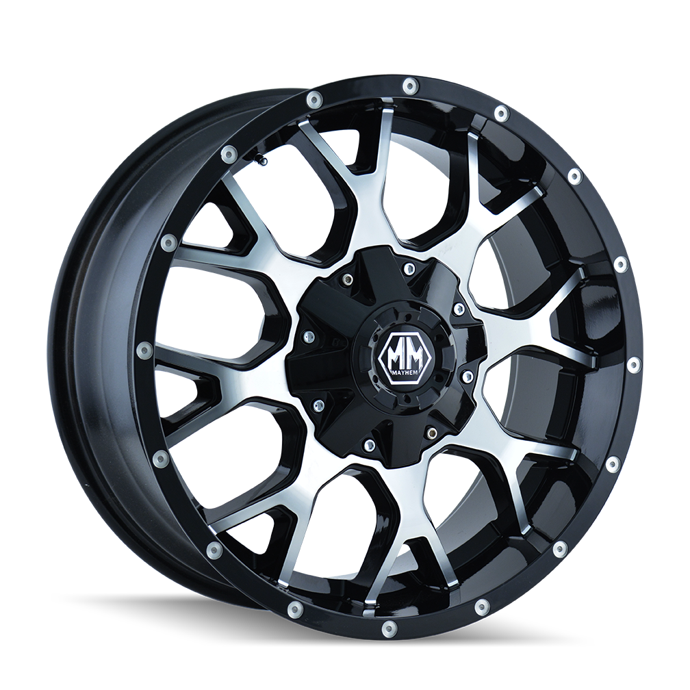 18x9 Mayhem 8015 Warrior Gloss Black Machined Wheel 8x170 (18mm)