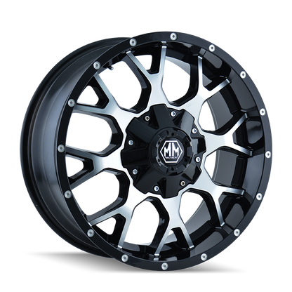 18x9 Mayhem 8015 Warrior Gloss Black Machined Wheel 8x170 (18mm)