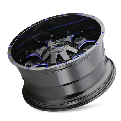 20x9 Mayhem 8015 Warrior Gloss Black Milled Prism Blue Wheel 8x6.5 (0mm)