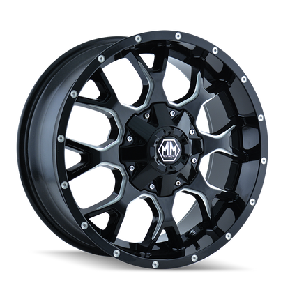 20x10 Mayhem 8015 Warrior Gloss Black Milled Wheel 8x6.5 (-25mm)