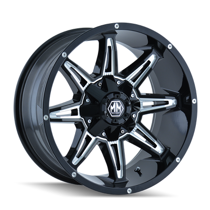 18x9 Mayhem 8090 Rampage Gloss Black Milled Wheel 8x6.5 (-12mm)