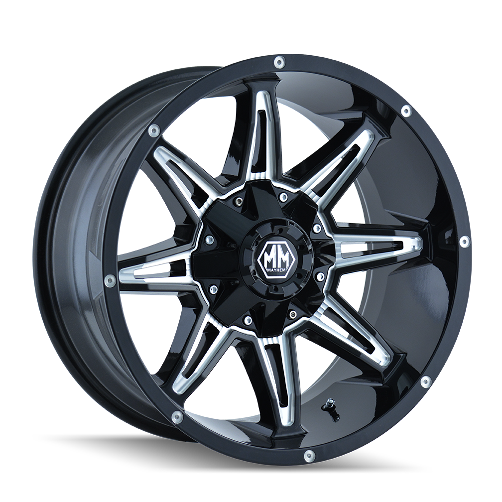 18x9 Mayhem Rampage Black W/Milled Spokes Wheel 5x4.5/5x5 (18mm)