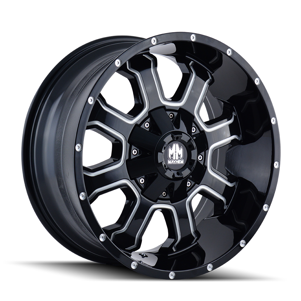 17x9 Mayhem 8103 Fierce Gloss Black Milled Wheel 8x6.5 (18mm)