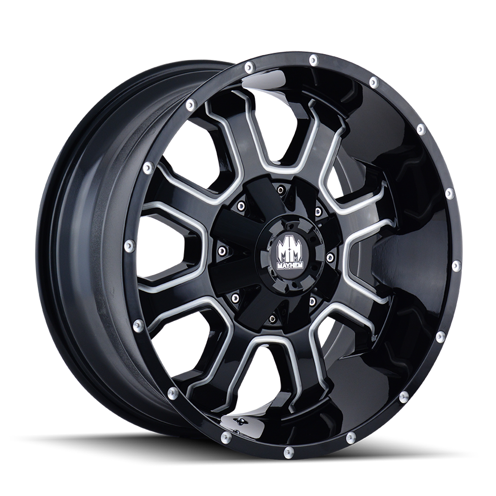 17x9 Mayhem Fierce Black W/Milled Spokes Wheel 5x4.5/5x5 (-12mm)