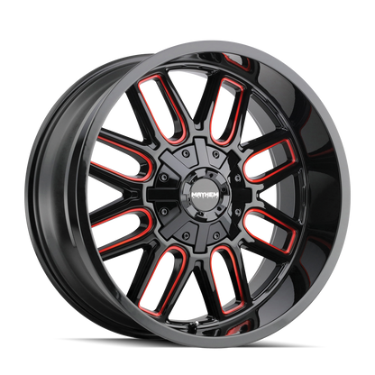 18x9 Mayhem 8107 Cogent Gloss Black Milled Prism Red Wheel 8x170 (0mm)