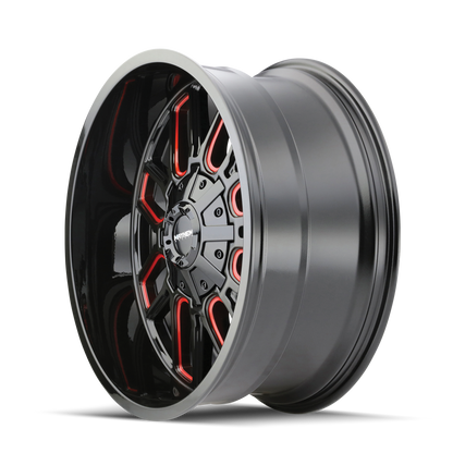 18x9 Mayhem 8107 Cogent Gloss Black Milled Prism Red Wheel 8x170 (0mm)