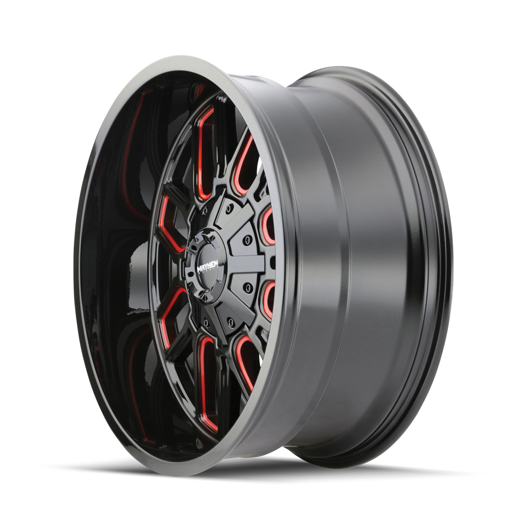 18x9 Mayhem 8107 Cogent Gloss Black Milled Prism Red Wheel 8x6.5 (0mm)