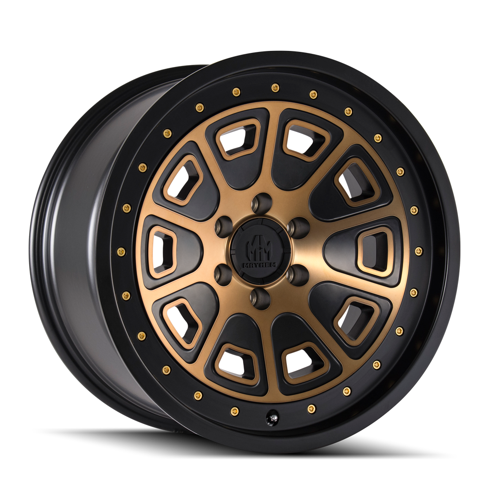 18x9 Mayhem Flat Iron Matte Black W/Bronze TINT Wheel 6x135 (0mm)
