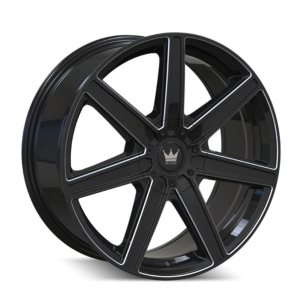 18x8 Mazzi Laguna Gloss Black/Milled Wheel 5x112/5x120 (35mm)