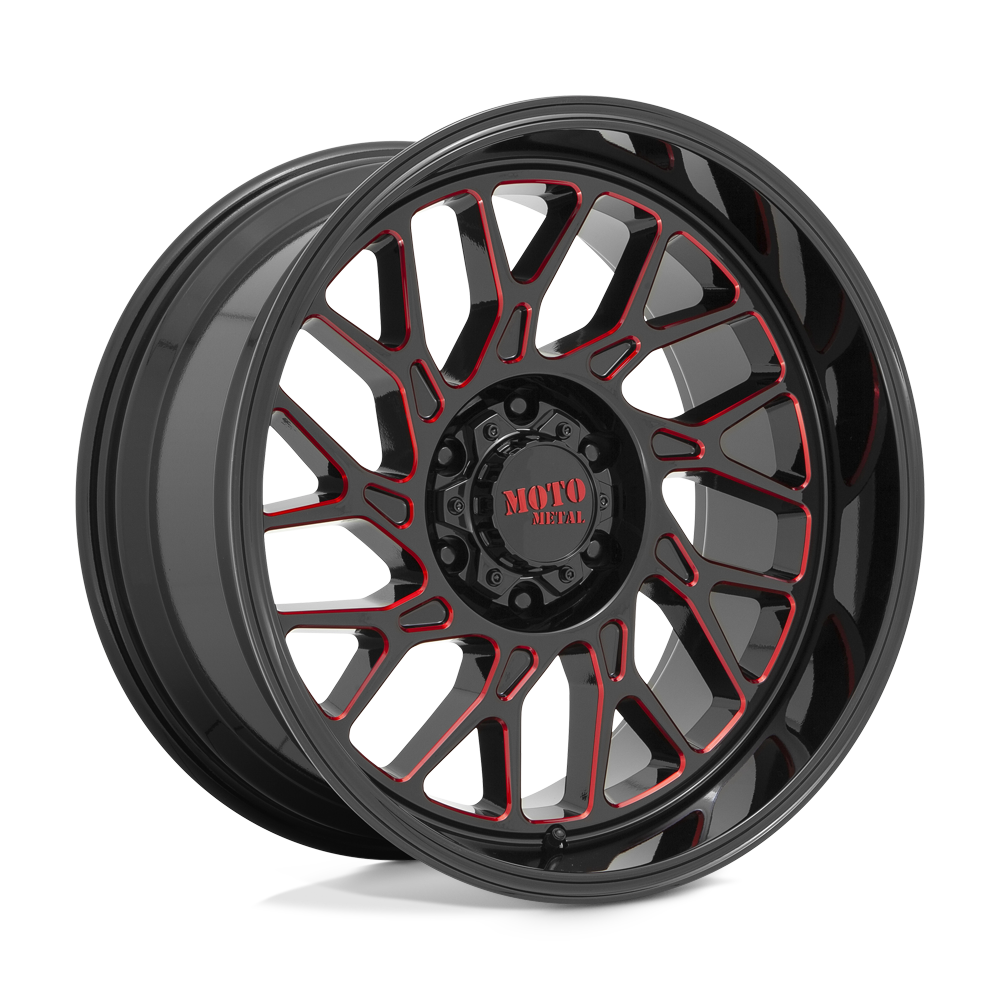20x10 Moto Metal MO805 Gloss Black Milled W/ Red Tint Wheel 5x5 (-18mm)