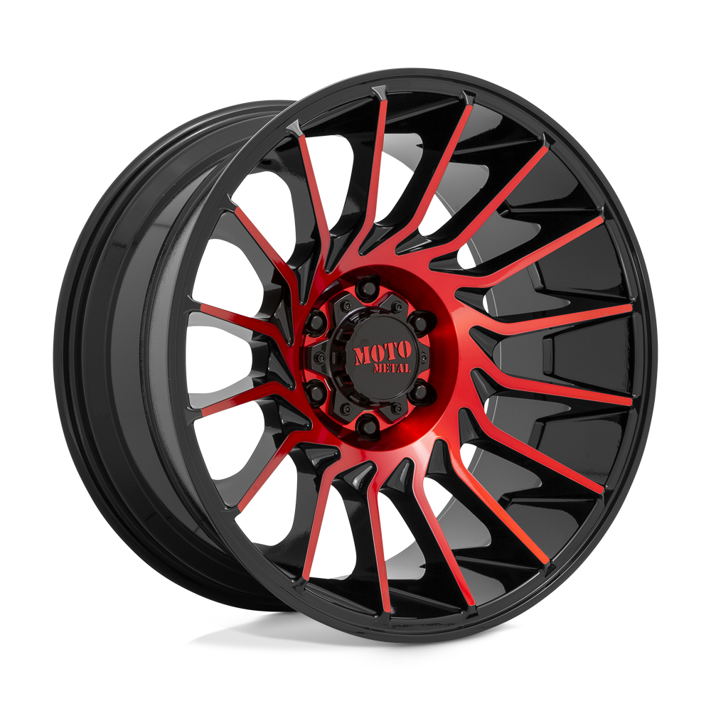 20x10 Moto Metal MO807 Gloss Black Machined With Red Tint Wheel 8X6.5 (-18mm)