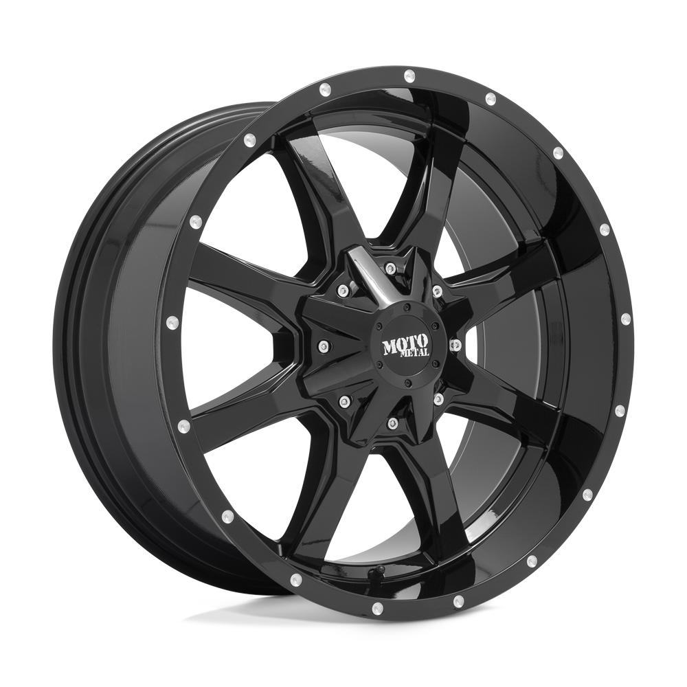 24x14 Moto Metal MO970 Gloss Black With Milled Lip Wheel 8X6.5 (-76mm)