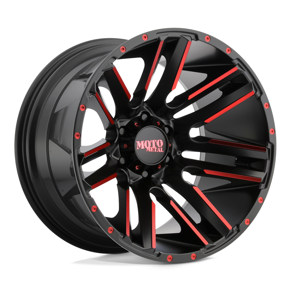 20x10 Moto Metal MO978 RAZOR Satin Black Machined Red Tint Wheel 8x180 (-24mm)