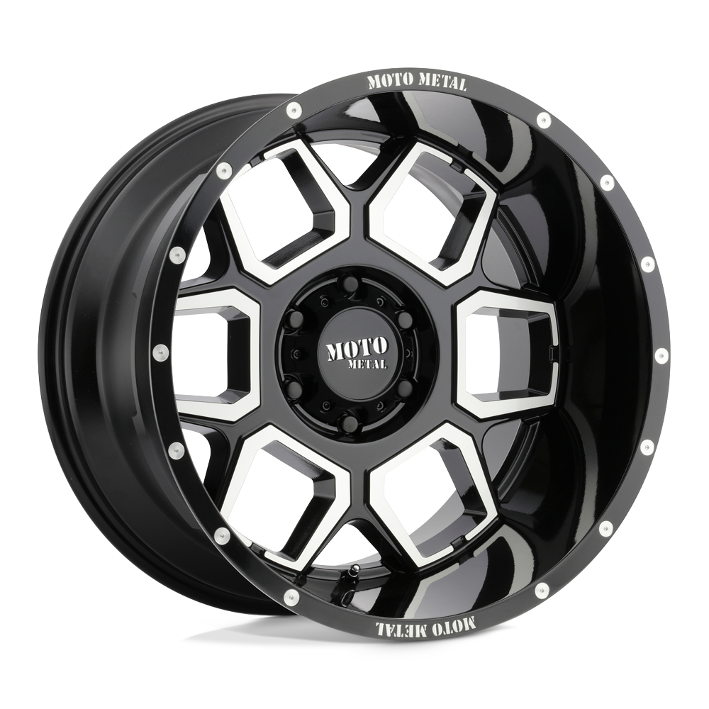 20x12 Moto Metal MO981 SPADE Gloss Black Machined Wheel 8X6.5 (-44mm)