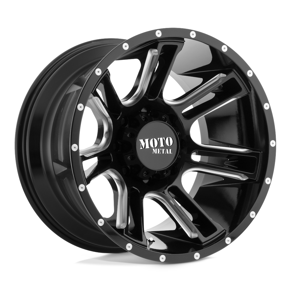 20x9 Moto Metal MO982 AMP Gloss Black Milled Wheel 6x5.5 (0mm)