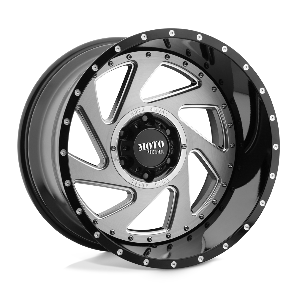 20x12 Moto Metal MO989 CHANGE UP Gloss Blk Mill Brush Ins Wheel 5x5 (-44mm)